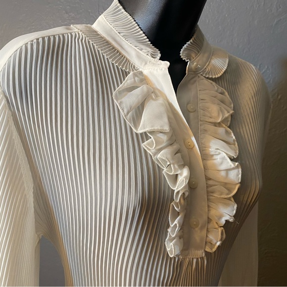 Worthington Sheer off-white Ruffle Blouse - Picture 2 of 16